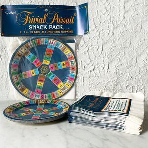 Trivial Pursuit Snack Pack 1980s Vintage 19 Plates and 42 Napkins New Old Stock